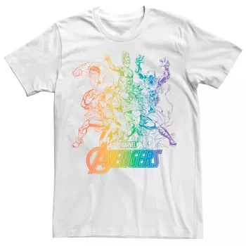 Футболка с радужным градиентом для взрослых Marvel Avengers Pride Licensed Character