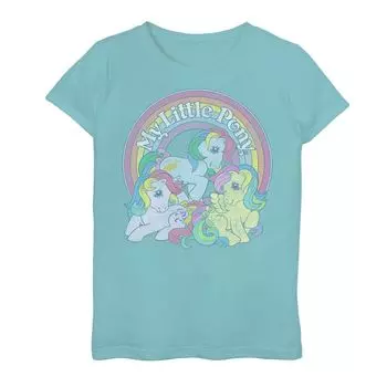 Футболка с радужным рисунком для девочек 7–16 лет My Little Pony, групповая фотография Licensed Character