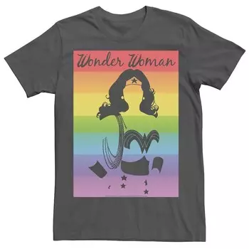 Футболка с радужным силуэтом для взрослых DC Comics Pride Wonder Woman Licensed Character, цвет Charcoal
