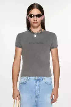 Футболка с размытым логотипом - Приталенный крой унисекс Acne Studios, цвет Faded Grey