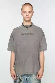 Футболка с размытым логотипом - Свободный крой унисекс Acne Studios, цвет Faded Grey