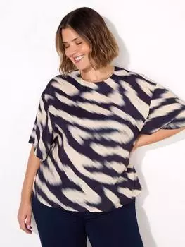 Футболка с размытым животным принтом Live Unlimited, цвет Blue/Cream