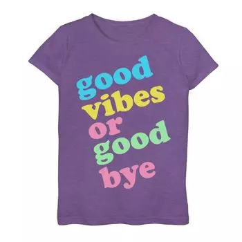 Футболка с разноцветным рисунком Good Vibes Or Good Bye для девочек 7–16 лет Unbranded
