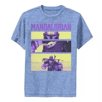 Футболка с разноцветными рамками и графическим рисунком для мальчиков 8–20 лет «Звездные войны: Мандалорец и ребенок», также известная как «Малыш Йода» Star Wars