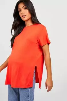 Футболка с разрезами по сторонам для материлов Boohoo, оранжевый