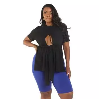 Футболка с разрезом и завязками FASHNZFAB, черный