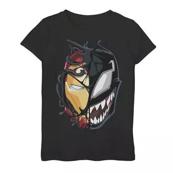 Футболка с разрезом на лице для девочек 7–16 лет Marvel Iron Man Venom Licensed Character