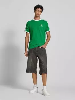 Футболка с ребристым круглым вырезом adidas Originals, зеленый