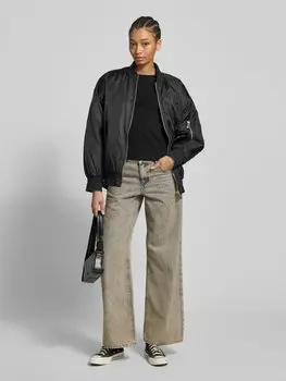 Футболка с ребристым круглым вырезом WEEKDAY, черный