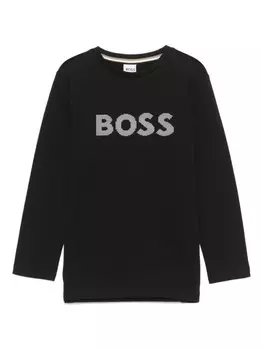 Футболка с рельефным логотипом BOSS Kidswear, черный