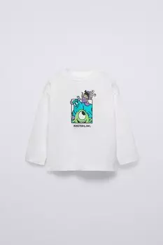 Футболка с рельефным принтом monsters, inc. disney pixar ZARA, экрю