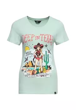 Футболка с ретро-принтом спереди Deep In Texas QUEEN KEROSIN, мятный