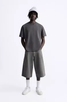 Футболка с реверсивным эффектом ZARA, темно-серый