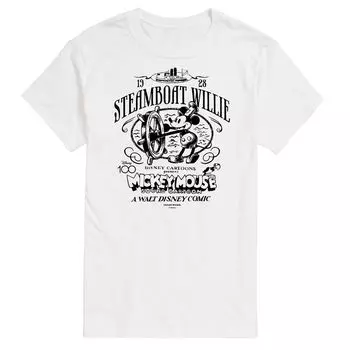 Футболка с рисунком 100 Big & Tall Steamboat Willie Disney, белый