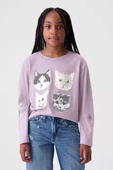 Футболка с рисунком (4 13 лет) Gap, фиолетовый