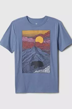 Футболка с рисунком (4 13 лет) Gap, синий