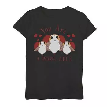Футболка с рисунком A-Porg-Able Hearts для девочек 7–16 лет Star Wars