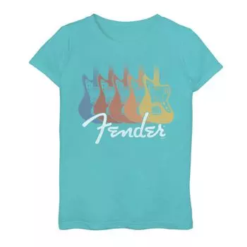 Футболка с рисунком электрогитары Fender Rainbow для девочек Licensed Character