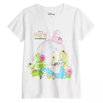 Футболка с рисунком «Алиса в Стране чудес» Disney для девочек 7–16 лет, белый