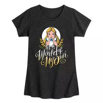 Футболка с рисунком «Алиса в Стране чудес» для девочек 7–16 лет Disney's Own World Licensed Character, черный