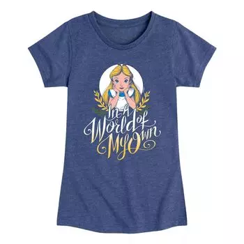Футболка с рисунком «Алиса в Стране чудес» для девочек 7–16 лет Disney's Own World Licensed Character, синий