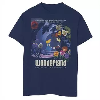Футболка с рисунком «Алиса в Стране чудес» для мальчиков 8–20 лет Disney's Curiouser Disney, синий