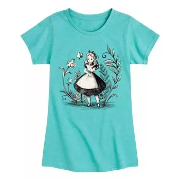 Футболка с рисунком Алисы в стране чудес для девочек 7–16 лет Disney's Alice Sketch Licensed Character, синий