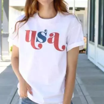 Футболка с рисунком Americana Usa белого цвета Glittering South