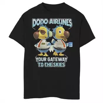 Футболка с рисунком Animal Crossing Dodo Airlines для мальчиков 8–20 лет «Ваши ворота в небо» Licensed Character