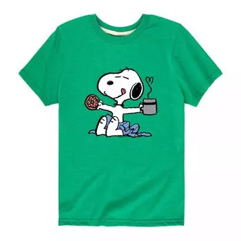 Футболка с рисунком «Арахис» для мальчиков 8–20 лет Snoopy Donut Coffee Licensed Character