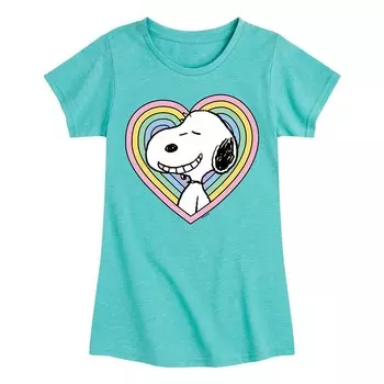Футболка с рисунком «Арахис» Snoopy Rainbow Heart для девочек 7–16 лет Licensed Character, синий