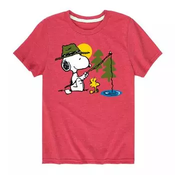 Футболка с рисунком «Арахис» Snoopy Woodstock Fish для мальчиков 8–20 лет Licensed Character, красный