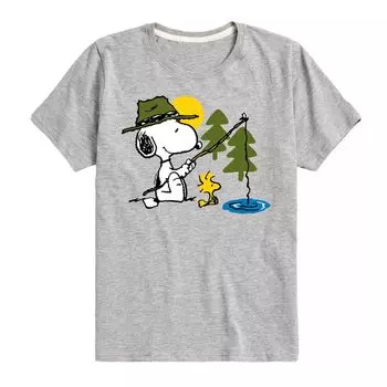 Футболка с рисунком «Арахис» Snoopy Woodstock Fish для мальчиков 8–20 лет Licensed Character, серый