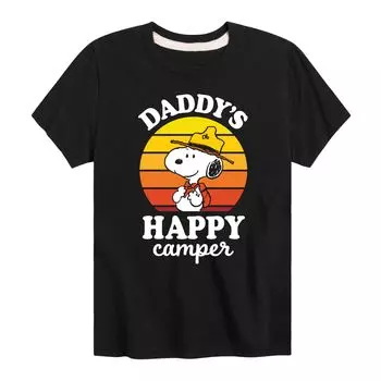 Футболка с рисунком арахиса «Daddy's Happy Camper» для мальчиков 8–20 лет Licensed Character, черный
