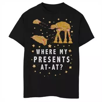 Футболка с рисунком AT-AT для мальчиков 8–20 лет «Звездные войны: Рождество, где мои подарки» Licensed Character