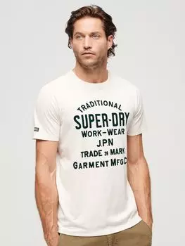 Футболка с рисунком Athletic Script Superdry, овсяный крем-марл