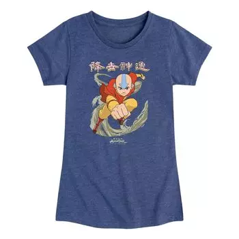 Футболка с рисунком «Аватар» для девочек 7–16 лет «Повелитель стихий Аанг» Nickelodeon, синий