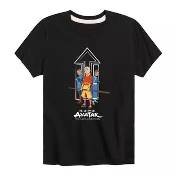 Футболка с рисунком «Аватар: трио магов воздуха» для мальчиков 8–20 лет Licensed Character, черный