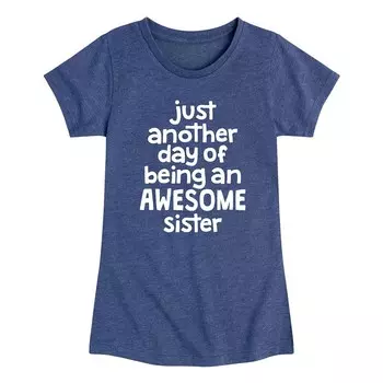 Футболка с рисунком "Awesome Sister" для девочек 7–16 лет Licensed Character, синий