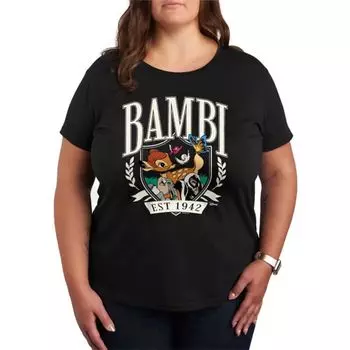 Футболка с рисунком Бэмби больших размеров, студенческая, 1942 г. Disney, черный