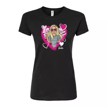 Футболка с рисунком Barbie Hearts для юниоров Licensed Character, черный