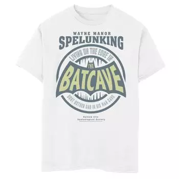 Футболка с рисунком Batman Batcave Mancave для мальчиков 8–20 лет DC Comics, белый