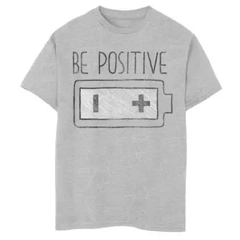 Футболка с рисунком «Be Positive Plus And Minus» для мальчиков 8–20 лет Unbranded