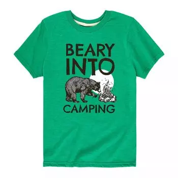 Футболка с рисунком Beary Into Camping для мальчиков 8–20 лет Licensed Character, зеленый