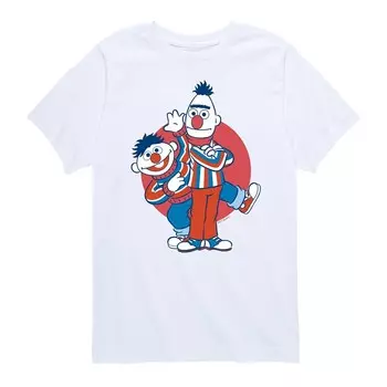 Футболка с рисунком Bert & Ernie USA для мальчиков 8–20 лет «Улица Сезам» Licensed Character, белый