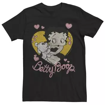 Футболка с рисунком Betty Boop Puppy Kisses Love для юниоров Licensed Character, черный