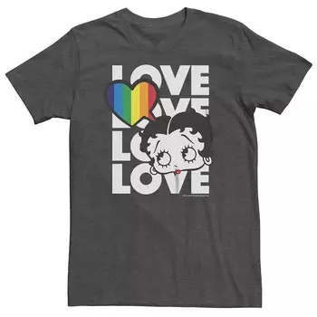 Футболка с рисунком Big & Tall Betty Boop Pride Thinking Love Licensed Character, цвет Charcoal Heather