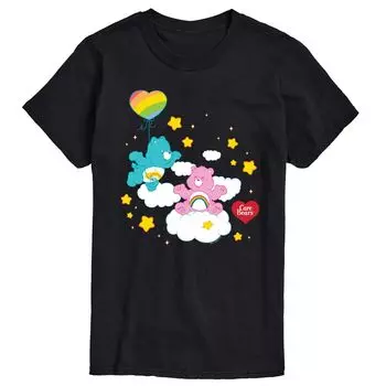 Футболка с рисунком Big & Tall Care Bears Wish And Cheer Licensed Character, черный