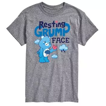 Футболка с рисунком Big & Tall Care Bears Resting Grump Face Licensed Character, серый