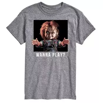 Футболка с рисунком Big & Tall Chucky Play Licensed Character, серый